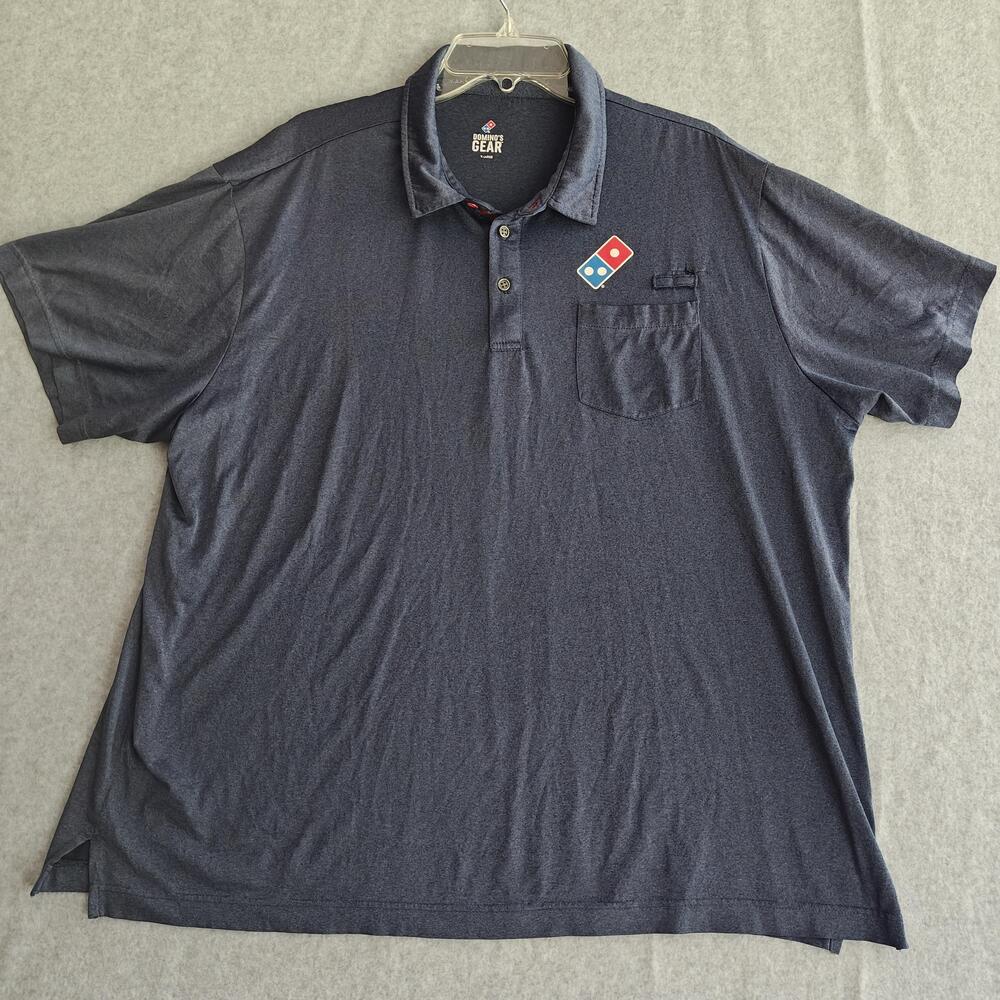 Domino's Gear Polo Shirt Mens XL Blue Pizza Delivery Heathered Stretch Workwear